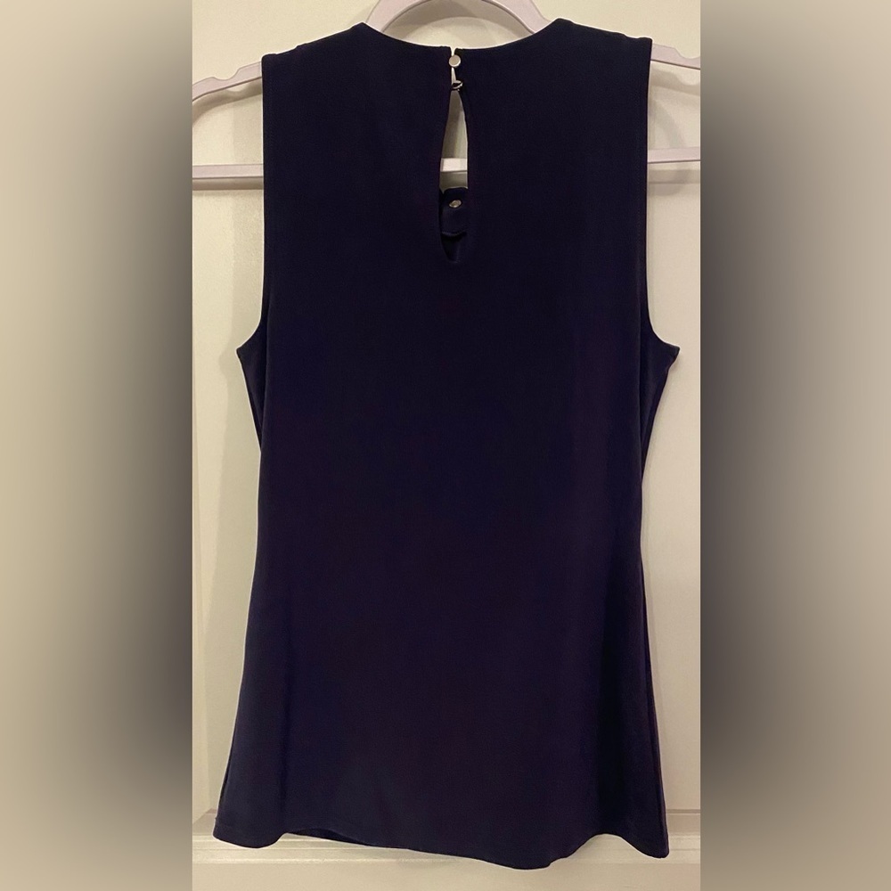 White House Black Market Tank Sz XXS Blue W/Silver Beaded Accents On Neck - Picture 4 of 6